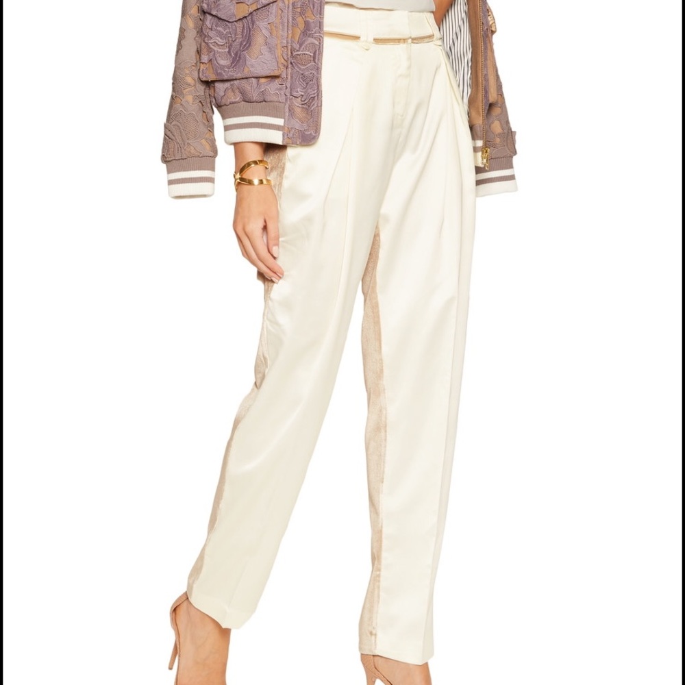 Self-Portrait Velvet and Satin High Rise Pants
